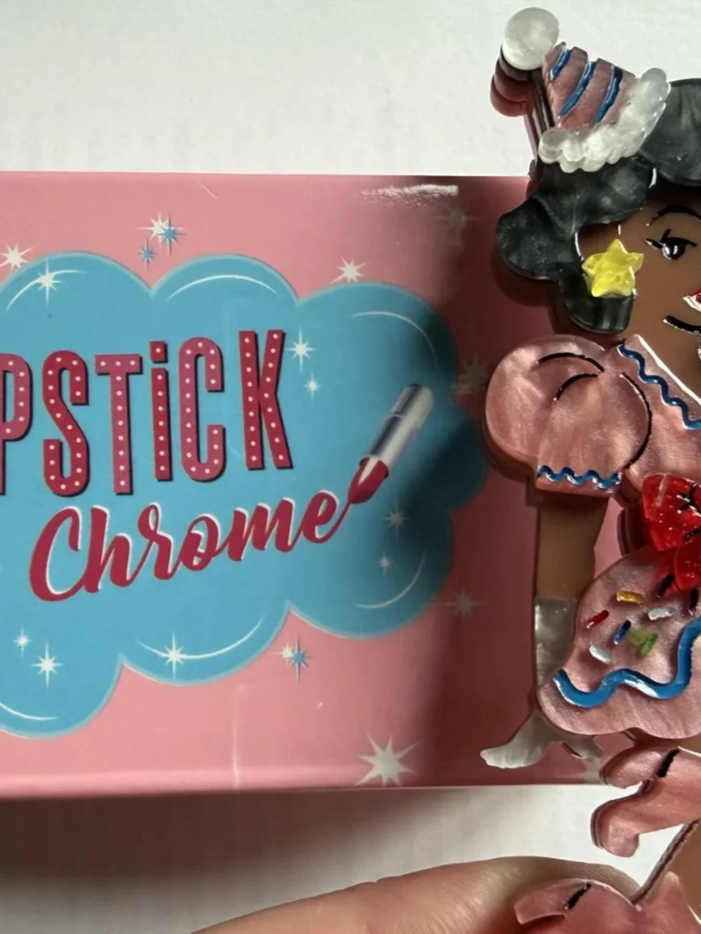 Lipstick & Chrome brooch by